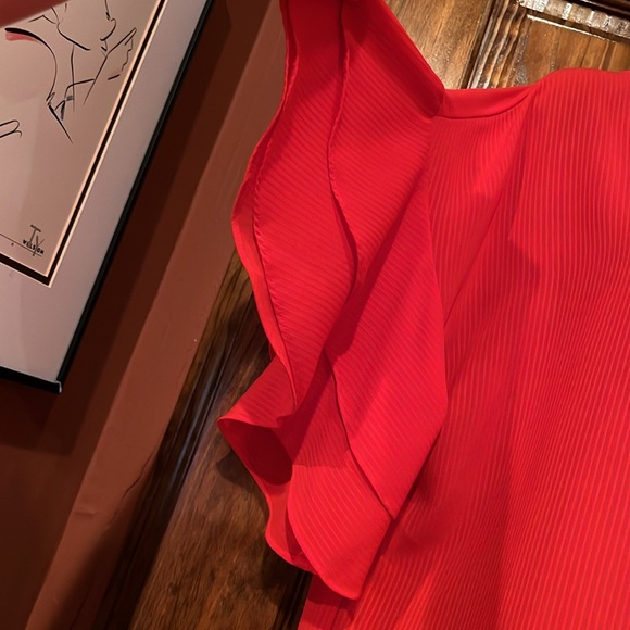 Red Ruffle Bell 3/4 Sleeve Tunic Top - Picture 3 of 7